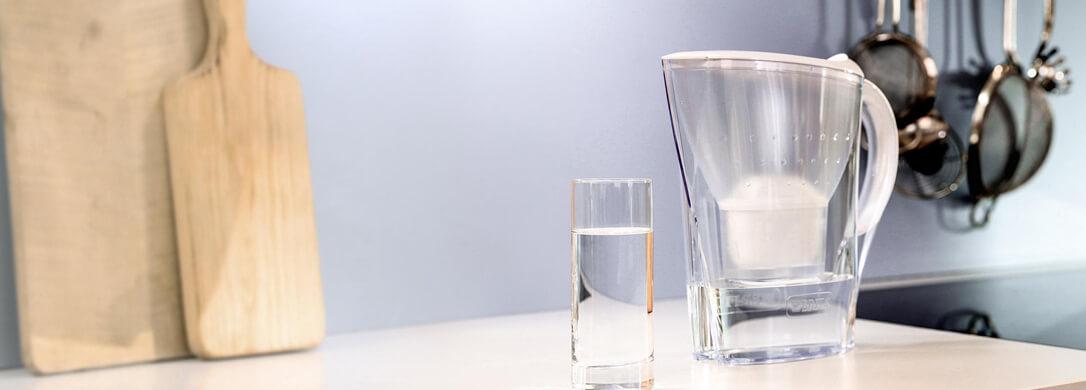 Water filter jug in kitchen