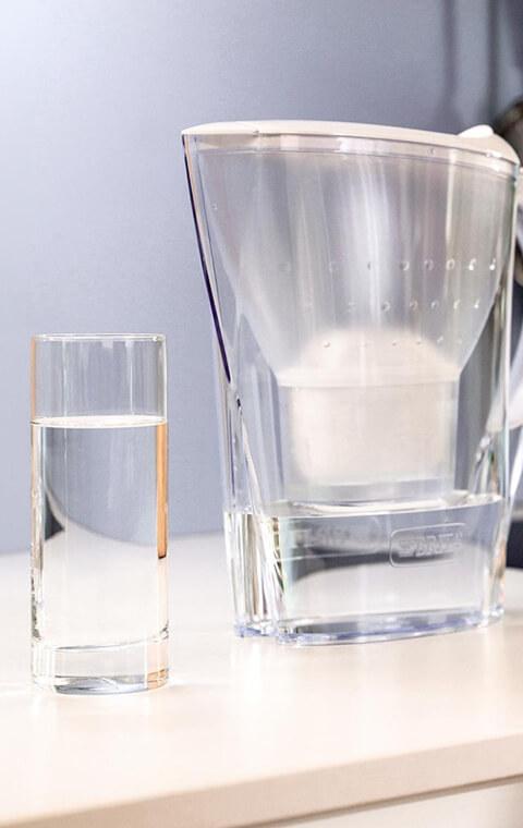 Water filter jug in kitchen