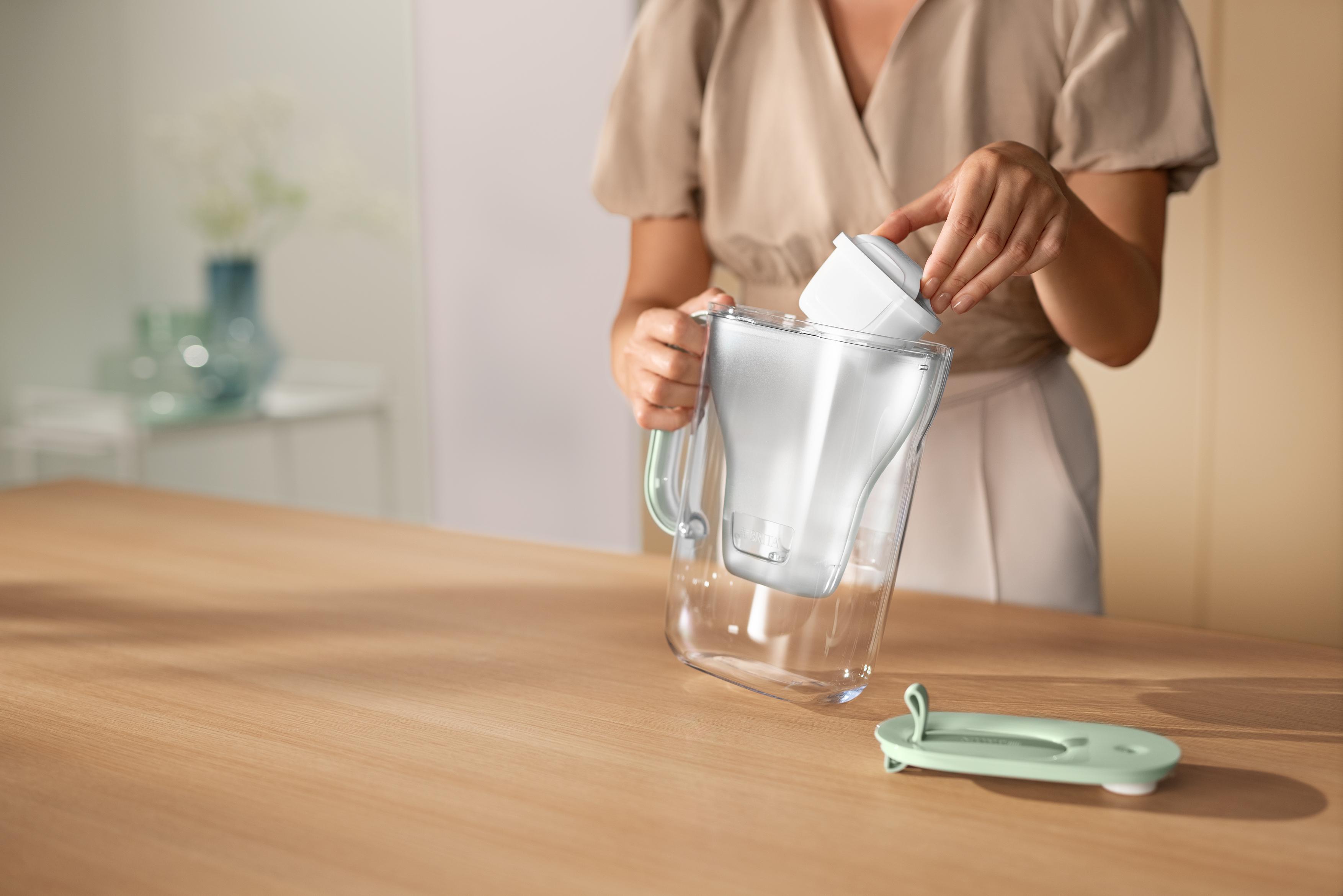 Woman inserting cartridge in BRITA style eco jug